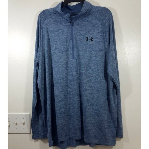 Under Armour Mens 2XL Blue Quarter-Zip Golf Pullover HeatGear Performance Top - Picture 1 of 9